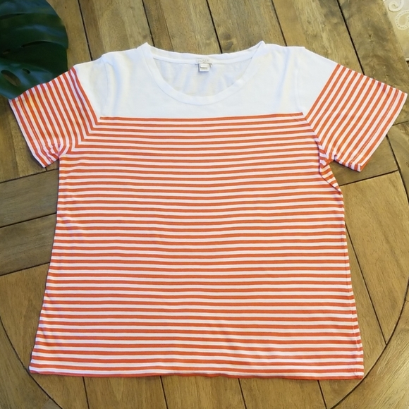 J. Crew Striped Orange T-Shirt - Picture 1 of 4
